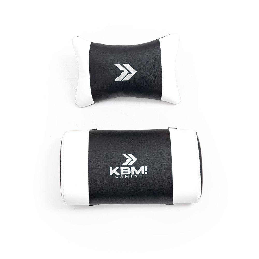 Cadeira Gamer KBM! GAMING CG200, Preto e Branco - Pistão Classe 4, Almofadas cabeça e lombar - KGCG200PTBR