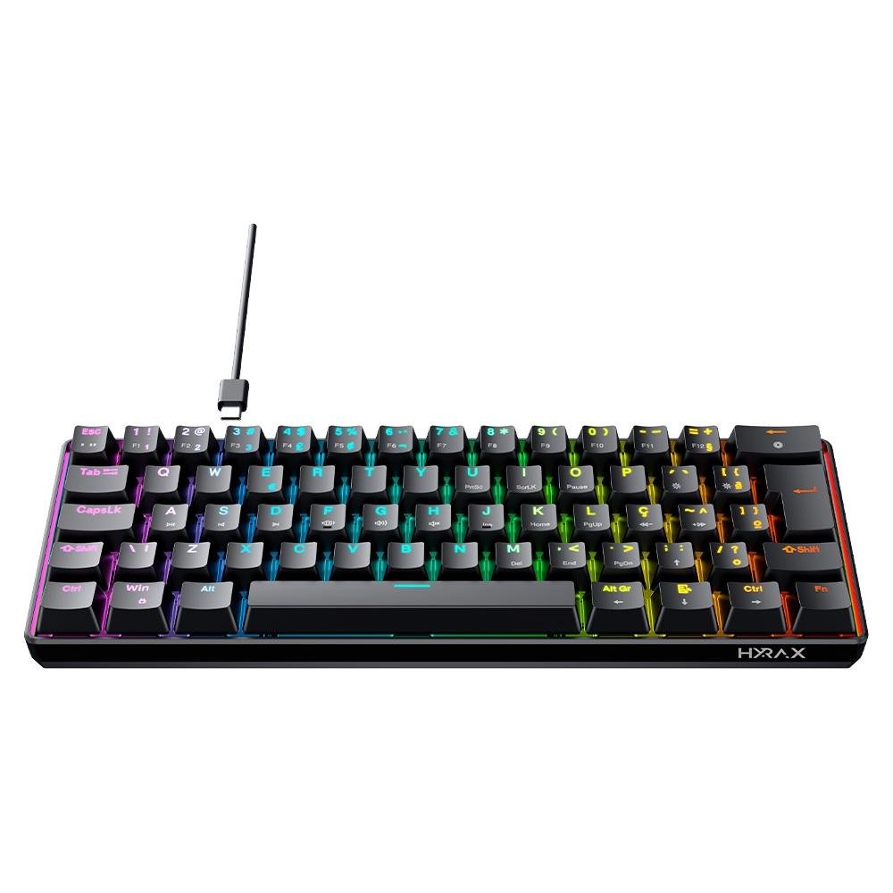 Imagem 5 de 5 do produto Teclado Mecânico Gamer Hyrax Thunder HCK61, RGB, Switch Red, 100% anti-ghosting, ABNT2, Preto - HCK61B-RED-RGB