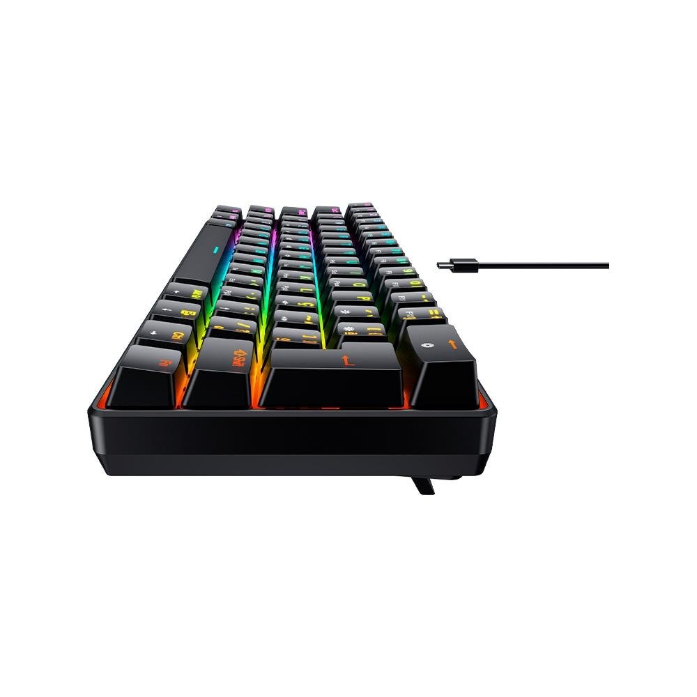 Imagem 2 de 5 do produto Teclado Mecânico Gamer Hyrax Thunder HCK61, RGB, Switch Red, 100% anti-ghosting, ABNT2, Preto - HCK61B-RED-RGB