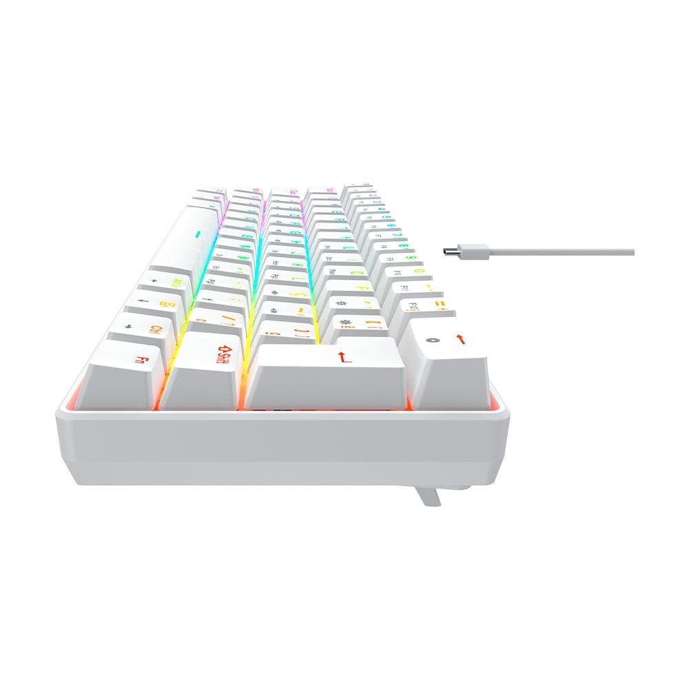 Teclado Mecânico Gamer Hyrax Thunder HCK61, RGB, Switch Blue, 100% anti-ghosting, ABNT2, Branco - HCK61W-BLUE-RGB Teclado Mecânico Gamer Hyrax Thunder HCK61, RGB, Switch Blue, 100% anti-ghosting, ABNT2, Branco - HCK61W-BLUE-RGB