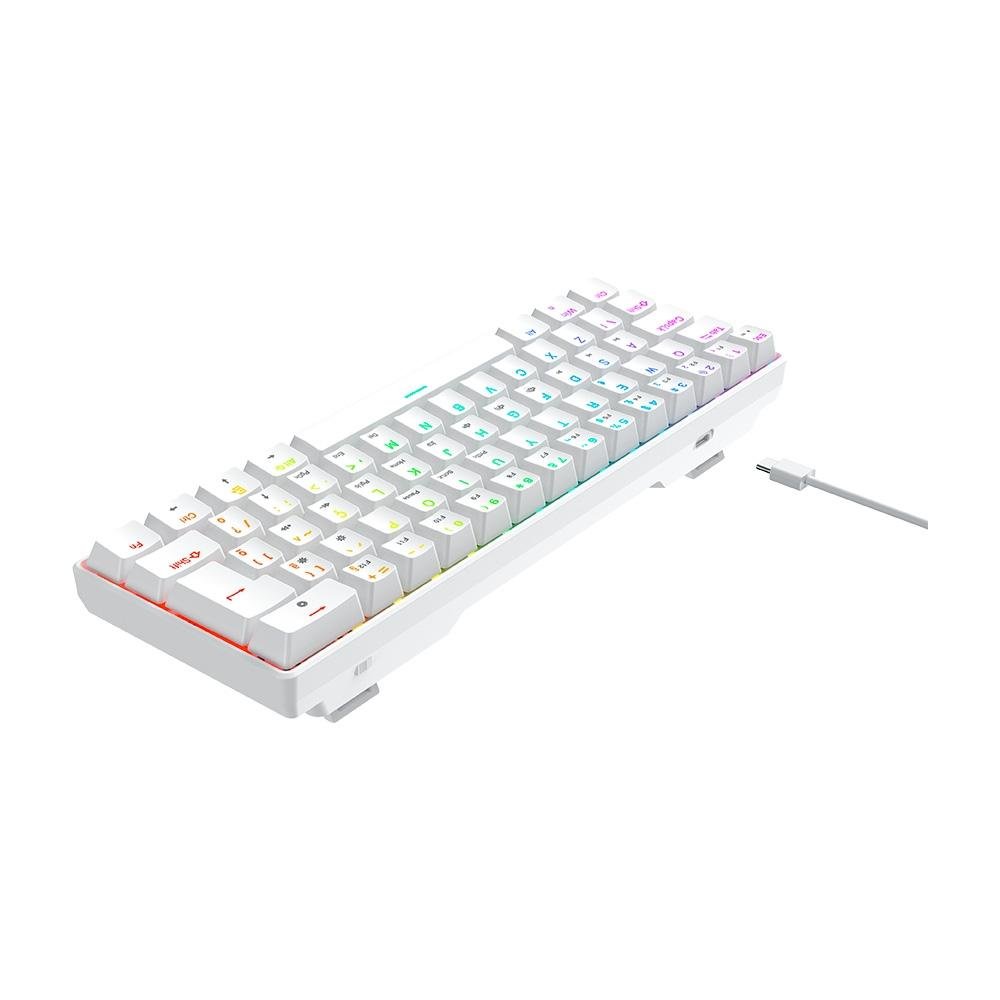 Teclado Mecânico Gamer Hyrax Thunder HCK61, RGB, Switch Red, 100% anti-ghosting, ABNT2, Branco - HCK61W-RED-RGB Teclado Mecânico Gamer Hyrax Thunder HCK61, RGB, Switch Red, 100% anti-ghosting, ABNT2, Branco - HCK61W-RED-RGB