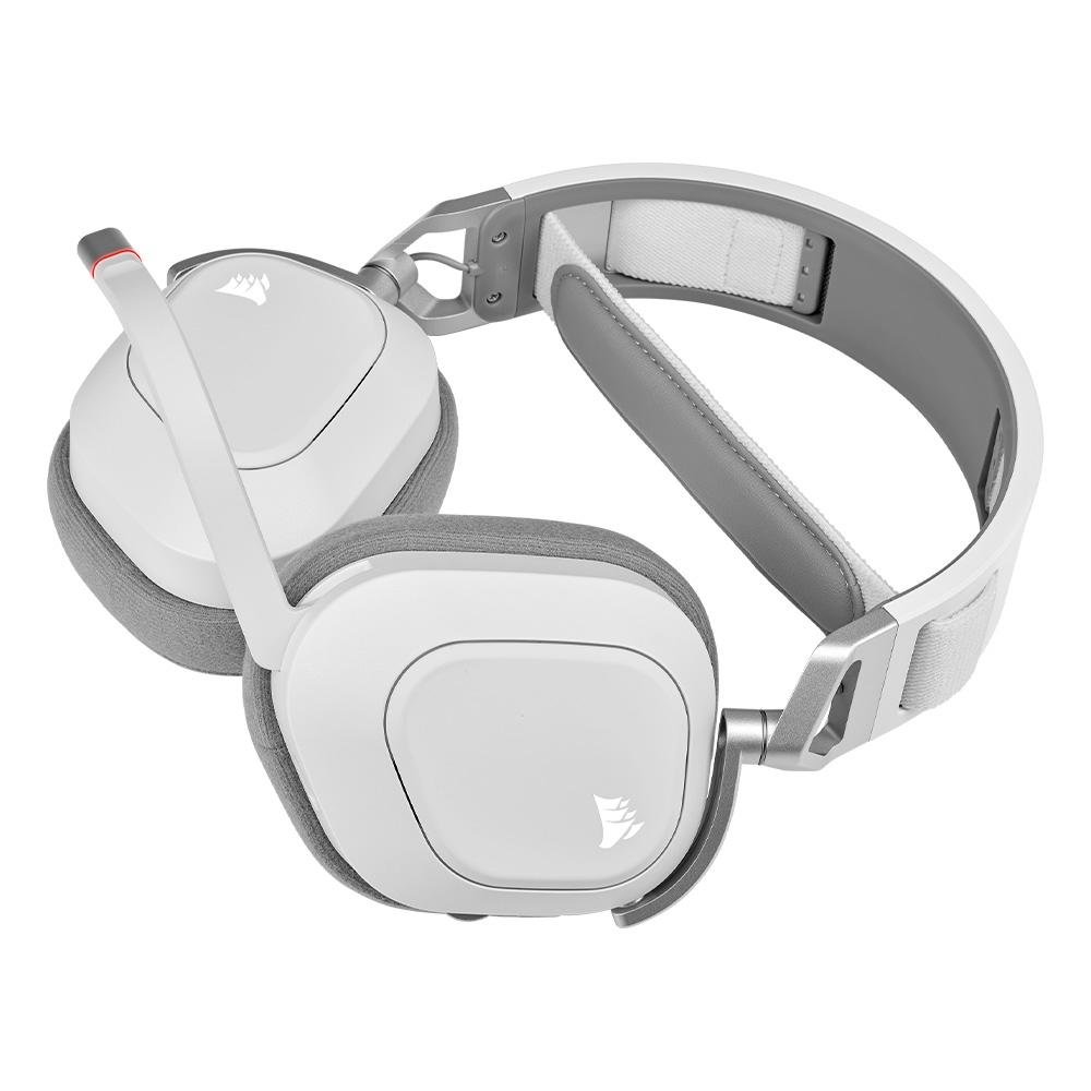 Imagem 4 de 7 do produto Headset Gamer Sem Fio Corsair HS80 RGB, Dolby Atmos, Drivers 50mm, Wireless, Branco - CA-9011236-NA