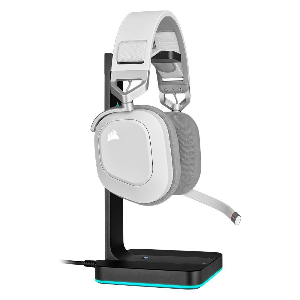 Imagem 6 de 7 do produto Headset Gamer Sem Fio Corsair HS80 RGB, Dolby Atmos, Drivers 50mm, Wireless, Branco - CA-9011236-NA
