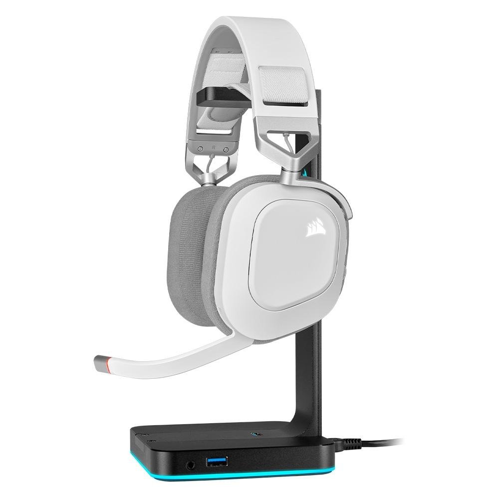 Imagem 5 de 7 do produto Headset Gamer Sem Fio Corsair HS80 RGB, Dolby Atmos, Drivers 50mm, Wireless, Branco - CA-9011236-NA