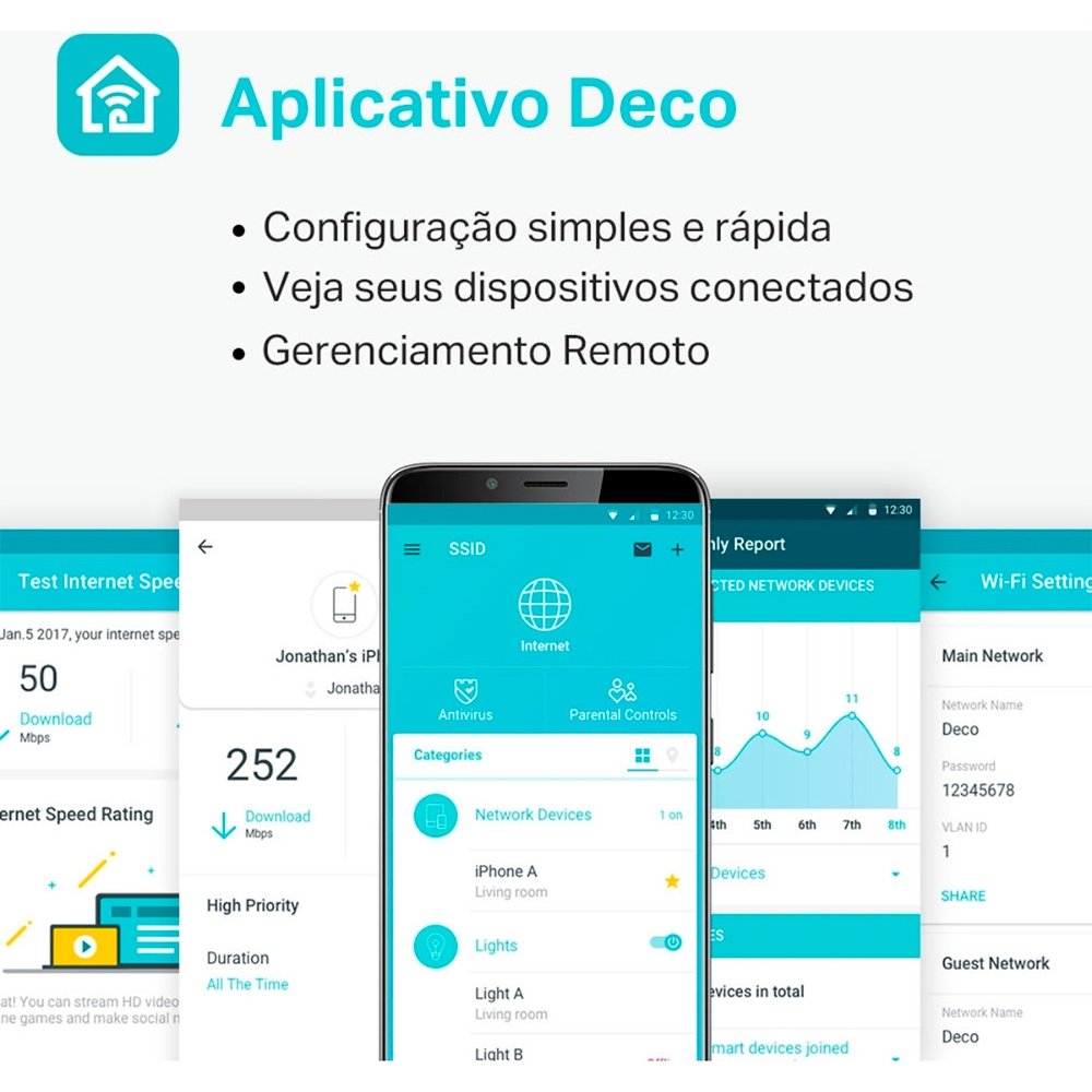 Roteador Mesh Tp-Link Deco M4, AC1200, Gigabit, Dual Band, 2 Portas - Deco M4(2-pack)(BR) Roteador Mesh Tp-Link Deco M4, AC1200, Gigabit, Dual Band, 2 Portas - Deco M4(2-pack)(BR)