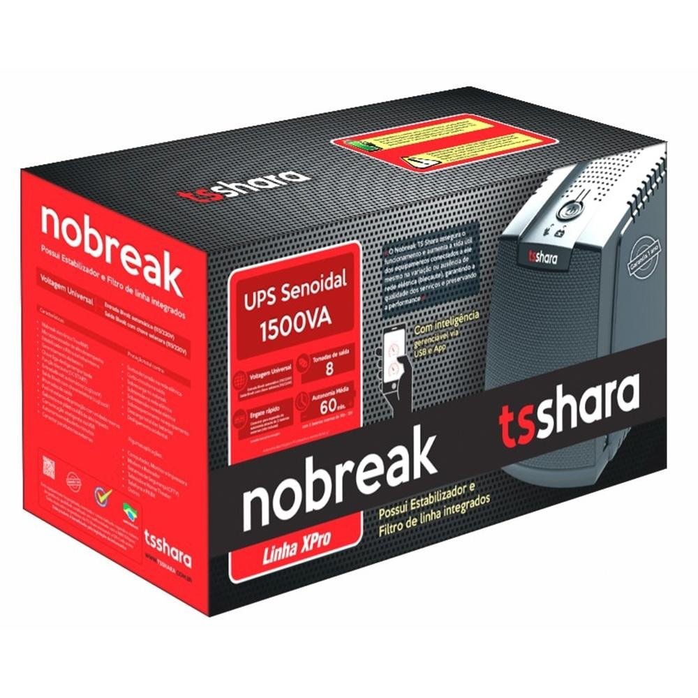 Imagem 5 de 5 do produto Nobreak TS Shara UPS Xpro, Senoidal, 1500VA, Saída 115V ou 220V, Universal, USB, RS232, 2BS/2BA, Bivolt, 8 Tomadas, 1 EXP 7AH/45AH - 4548
