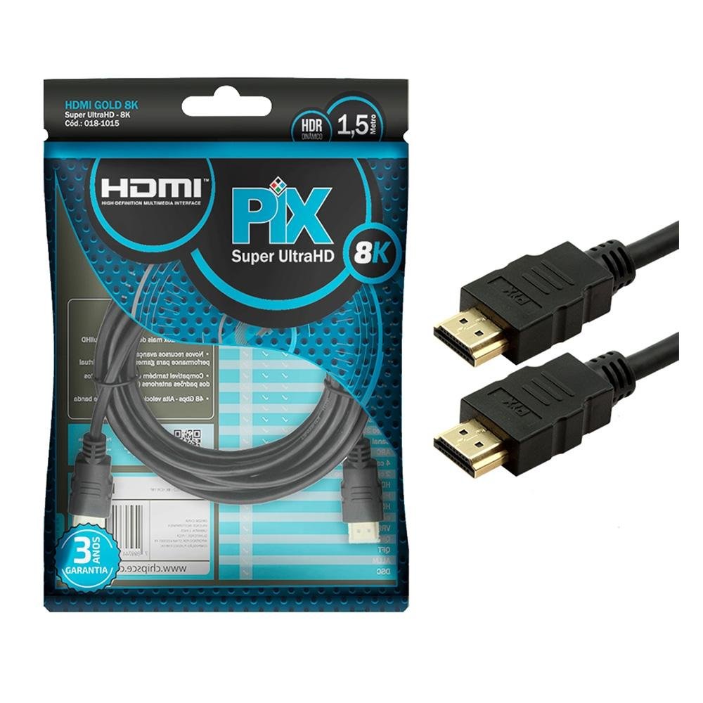 Cabo HDMI 2.1 PIX, 8K HDR 19P, 30AWG 1.5M | KaBuM!