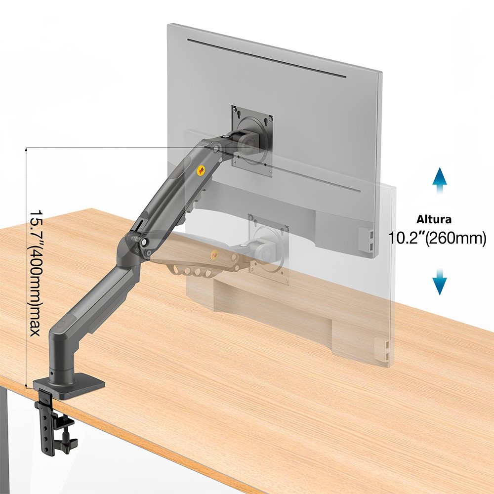Imagem 5 de 6 do produto Suporte de Mesa Articulado para Monitor de 17" a 32" North Bayou, Ajustes com Pistão a Gás, Grafite - F80 NB