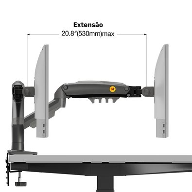 Suporte de Mesa Articulado para Monitor de 17" a 32" North Bayou, Ajustes com Pistão a Gás, Grafite - F80 NB