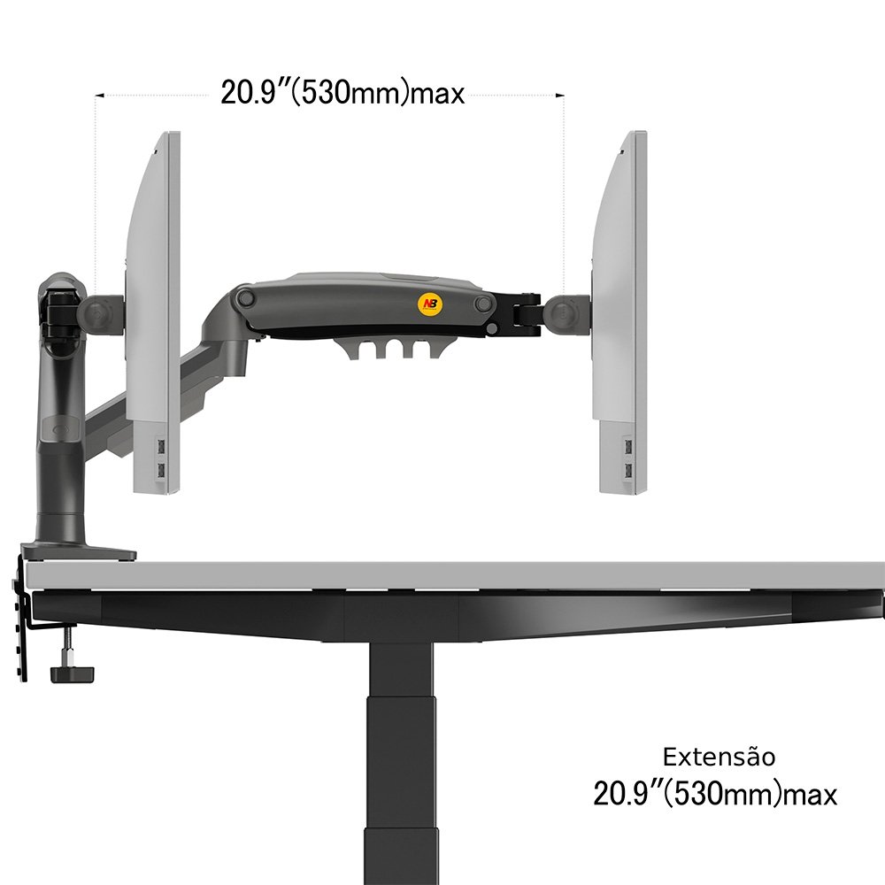 Suporte de Mesa Articulado para Monitor de 17 a 32, North Bayou, Ajuste de altura com Pistão a Gás - F160 NB - view 3