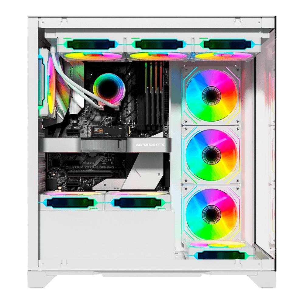 Gabinete ( Balão.info) Alpha White, Mid Tower, ATX, Frontal de Vidro, Sem FANs, Branco - GLX-ALPHAW-2070 - view 3