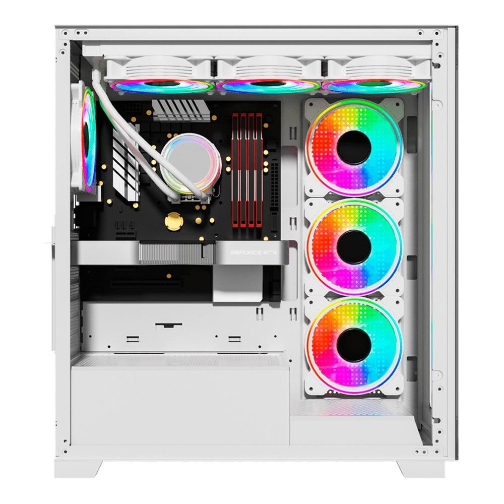 Gabinete ( Balão.info) Omega White, Mid Tower, ATX, Frontal de Vidro, 4x FANs, Branco - GLX-OMEGAW-2068 - view 3