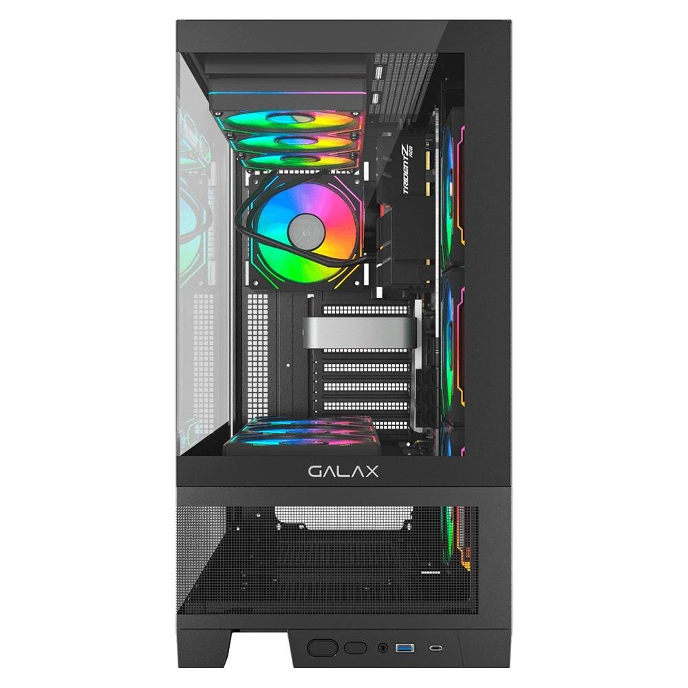 Imagem 2 de 5 do produto Gabinete Galax Centaurus Black, Mid Tower, ATX, Frontal de Vidro, Sem FANs, Preto - GLX-CENTAURUS-2065