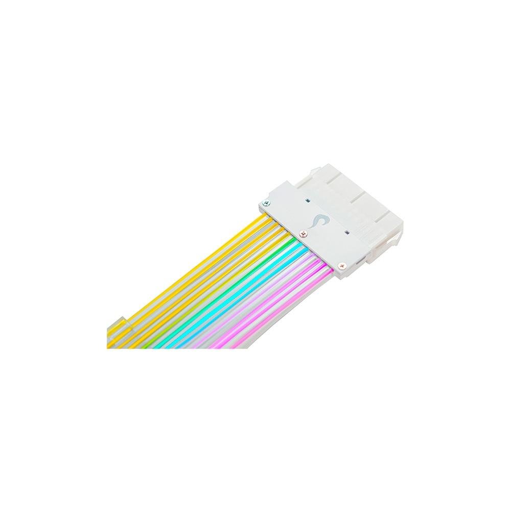 Imagem 3 de 4 do produto Cabo Extensor de Fonte Sleeved Rise Mode Aura, 24p ATX, ARGB, Branco - RM-SL-FW-ARGB