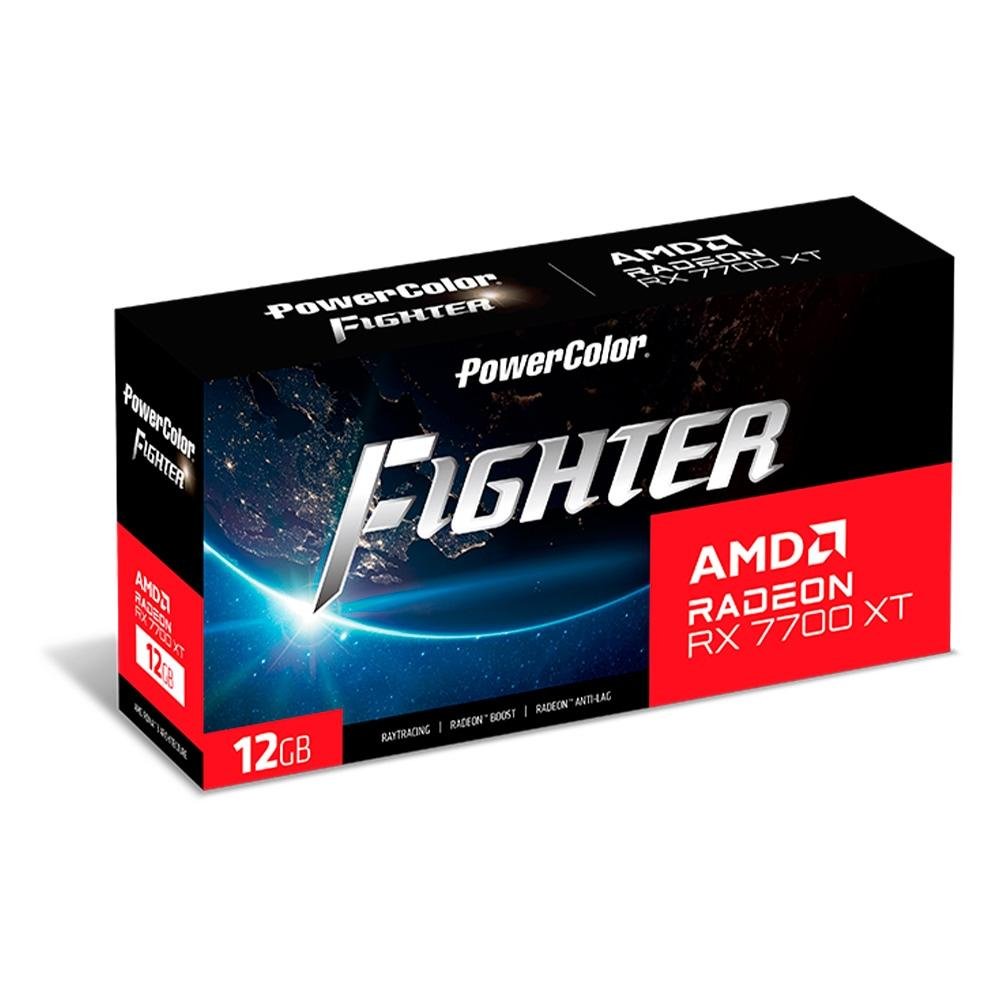 Imagem 6 de 6 do produto Placa de Vídeo RX 7700 XT Fighter PowerColor AMD Radeon, 12GB GDDR6, Ray Tracing - RX7700XT 12G-F/OC