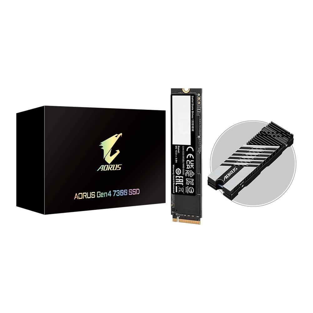 SSD Gigabyte AORUS Gen4 7300, 2TB, PCI Express 4.0 x4, NVMe 1.4, Leitura:7300MB/s e Gravação:6850MB/s, Preto - AG4732TB