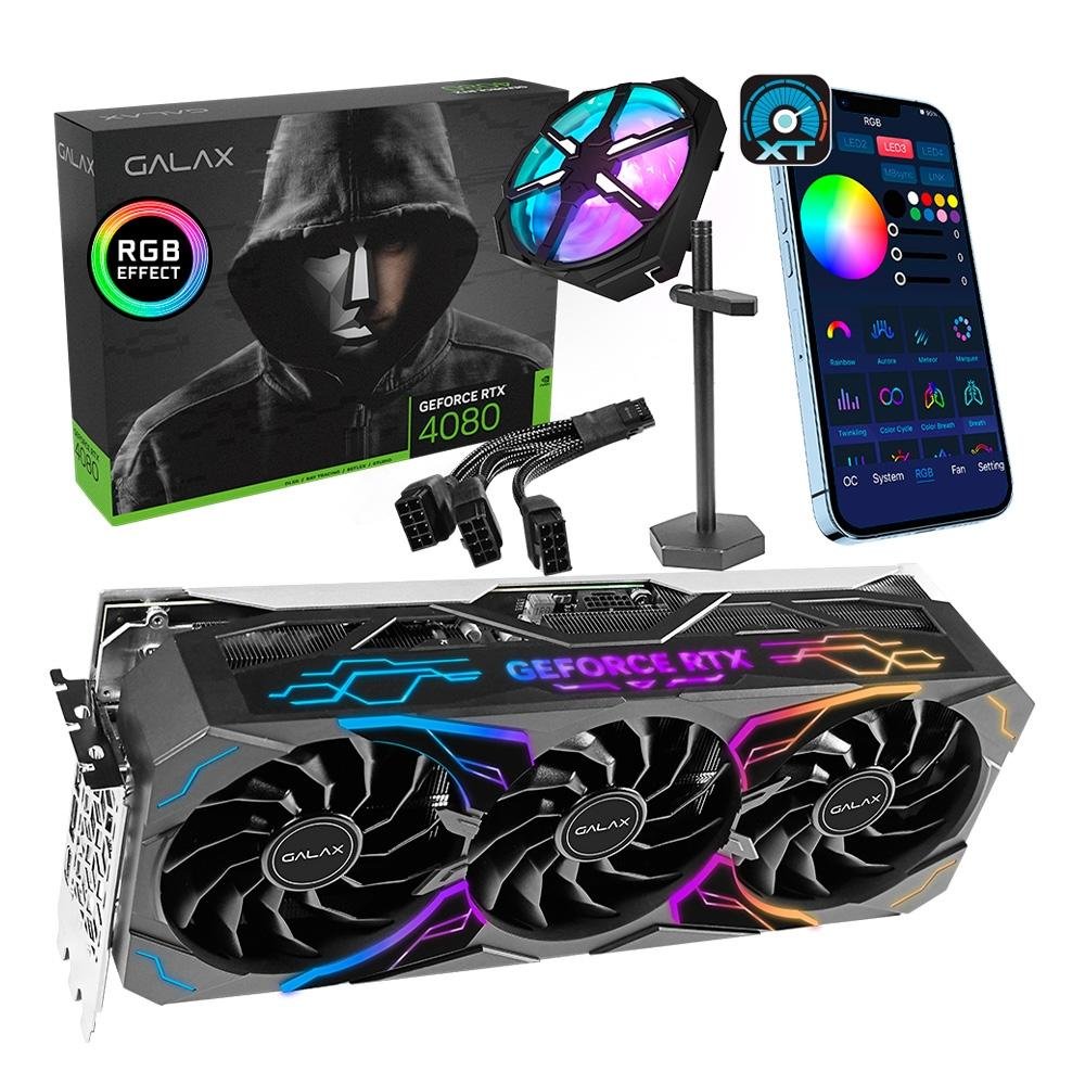 Placa de Vídeo RTX 4080 SG 1-Click OC GALAX NVIDIA GeForce, 16GB GDDR6X, DLSS, G-Sync - 527200-0632 Placa de Vídeo RTX 4080 SG 1-Click OC GALAX NVIDIA GeForce, 16GB GDDR6X, DLSS, G-Sync - 527200-0632