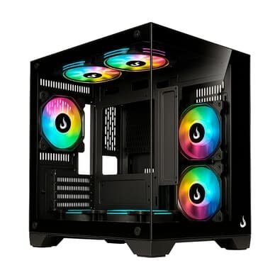 Gabinete Gamer Rise Mode Galaxy Glass M Mini, M-ATX, Lateral e Frontal em Vidro Temperado, Sem FANs, Preto - RM-GA-GGMN-FB