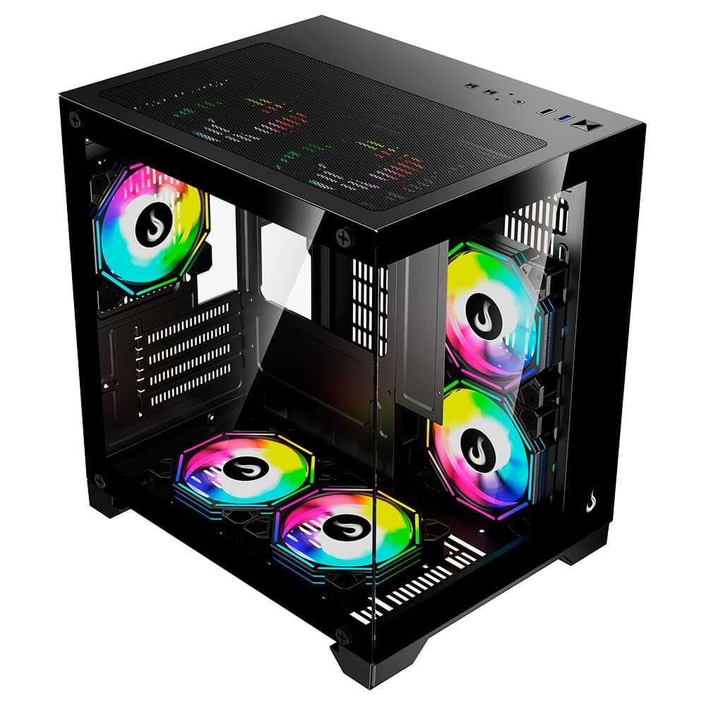 Gabinete Gamer Rise Mode Galaxy Glass M Mini, M-ATX, Lateral e Frontal em Vidro Temperado, Sem FANs, Preto - RM-GA-GGMN-FB - view 2