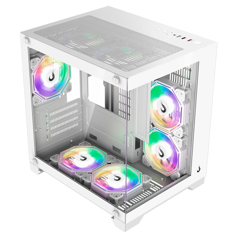 Gabinete Gamer Rise Mode Galaxy Glass M Mini, M-ATX, Lateral e Frontal em Vidro Temperado, Sem FANs, Branco - RM-GA-GGMN-FW - view 2