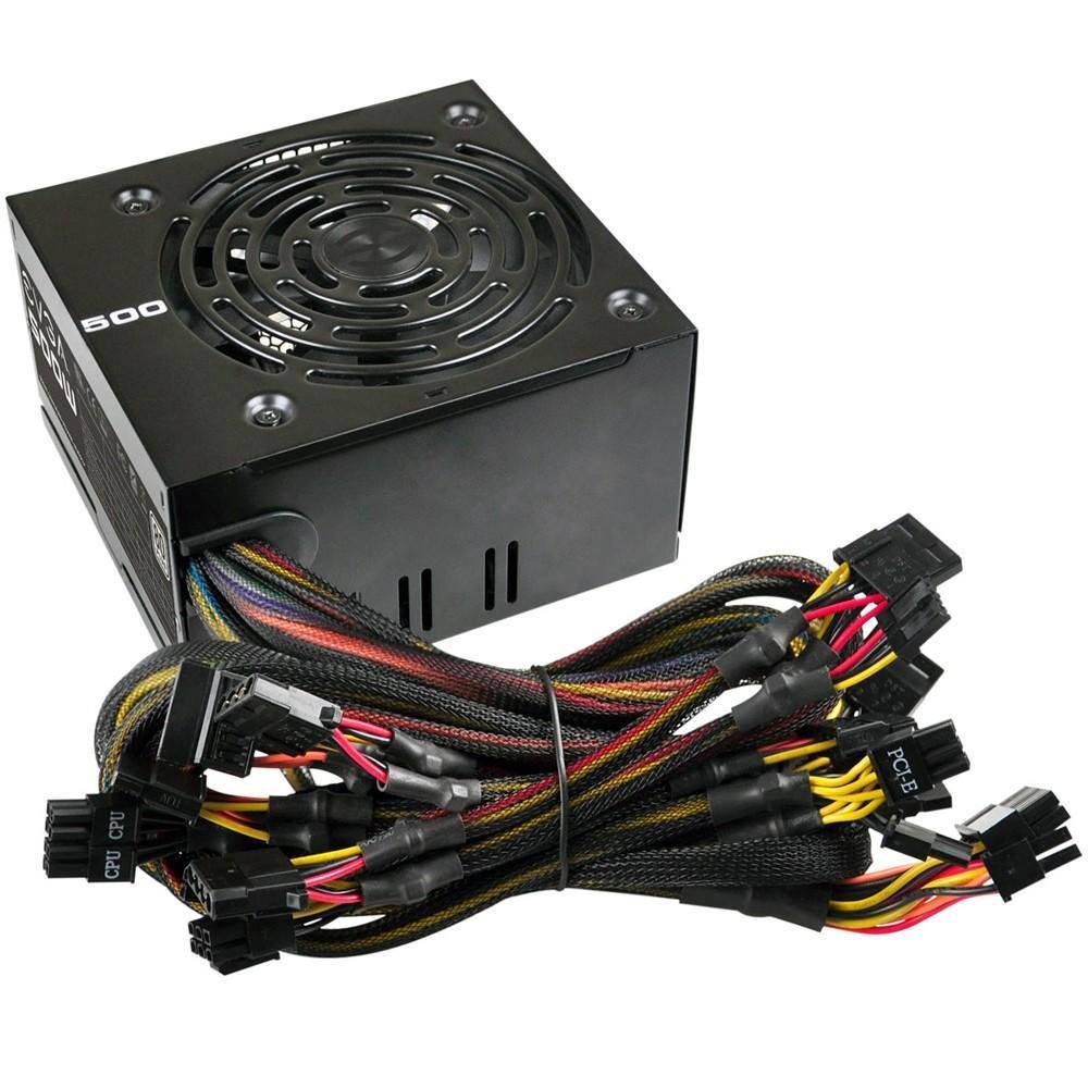 Fonte EVGA, 500W, 80 Plus White, PFC Ativo, Sem Cabo, Preto - 100-W1-0500-KR