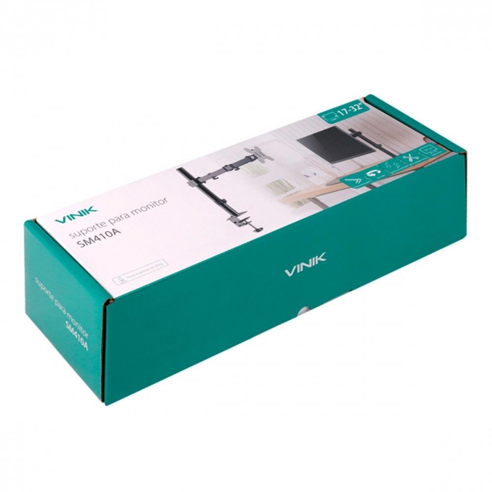 Imagem 9 de 9 do produto Suporte de Mesa Articulado para Monitor de 17" a 32" Vinik, Ajuste da altura, rotação e inclinação, VESA, Preto - SM410A