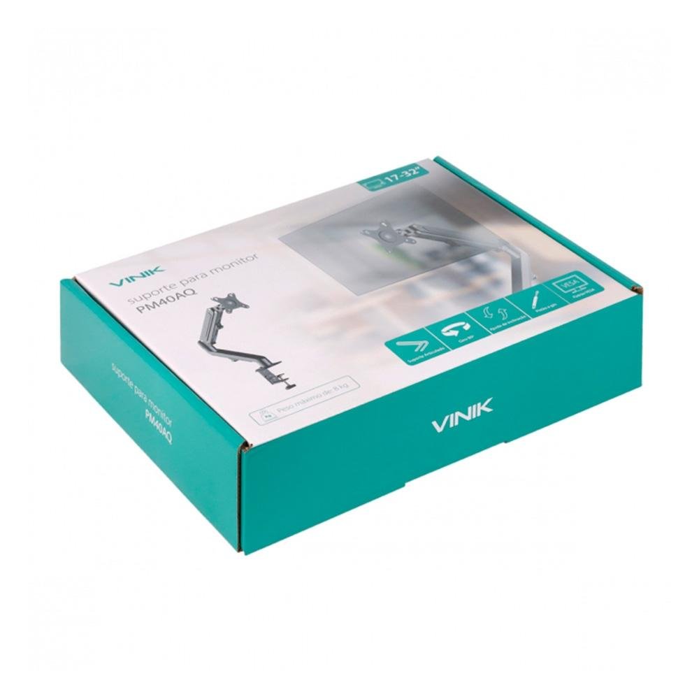 Imagem 10 de 10 do produto Suporte de Mesa Articulado para Monitor de 17" a 32" Vinik, com Pistão a Gás, VESA, Preto - PM40AQ