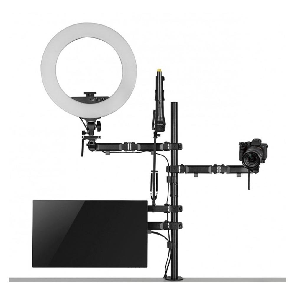Imagem 3 de 6 do produto Suporte 4 em 1 Estudio Setup Pcyes, para Monitor de 17 a 32, para Fixação de Luzes, Câmeras, Tablet - SE-MDS1041