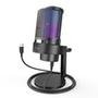 Microfone Gamer Fifine A8 Ampligame RGB, USB, PC PS4 PS5, com Suporte, Preto - A8
