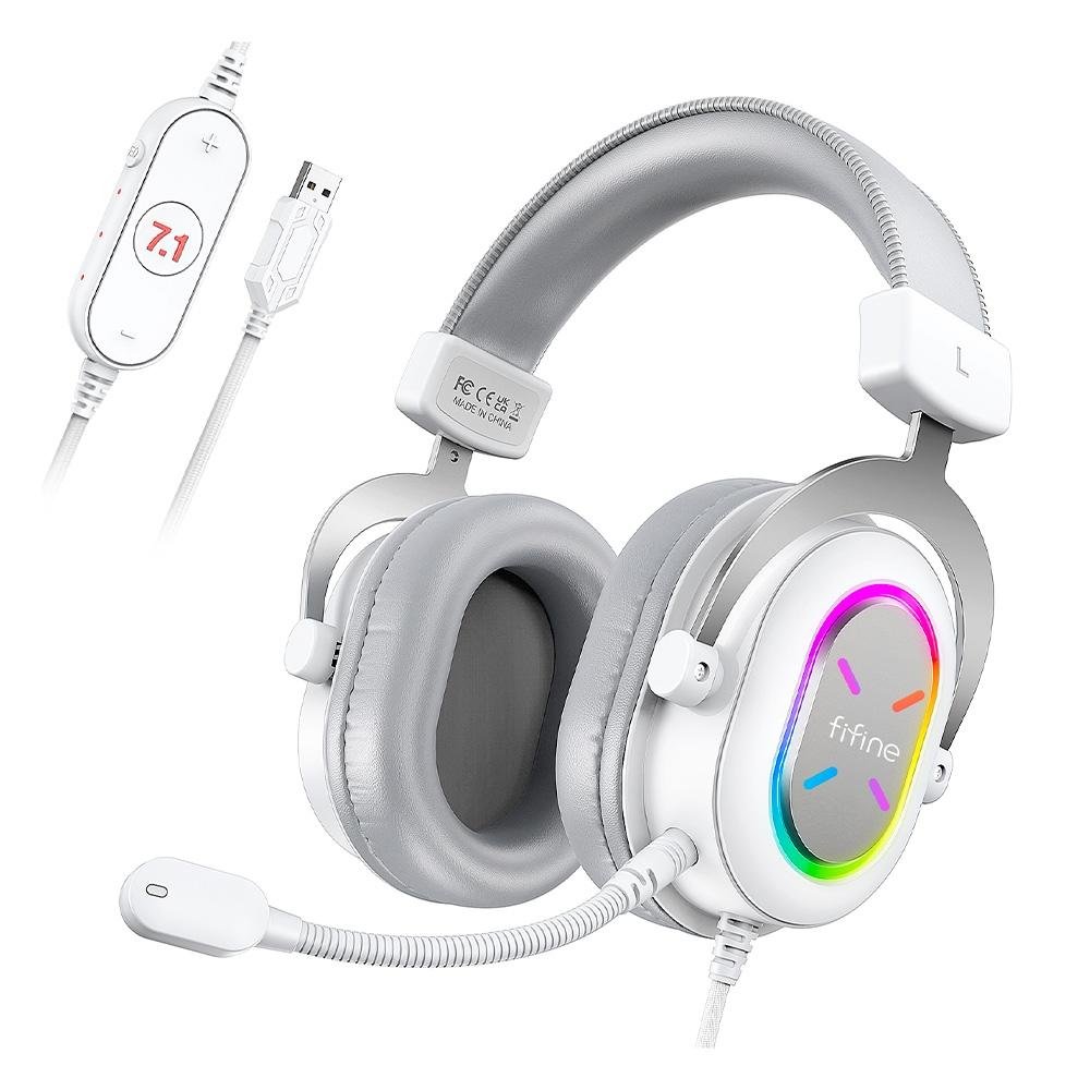 Headset Fifine H3, RGB, USB, PS4, PS5, XBOX, Branco - H3W - view 2