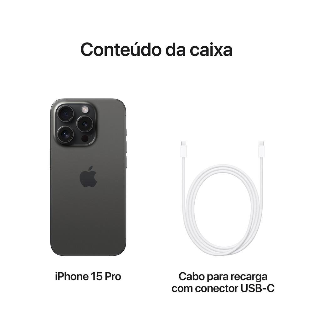 Imagem 9 de 10 do produto iPhone 15 Pro Apple 256GB Titânio Preto, Tela de 6.1, Câmera Tripla de 48MP, iOS - MTV13BE/A