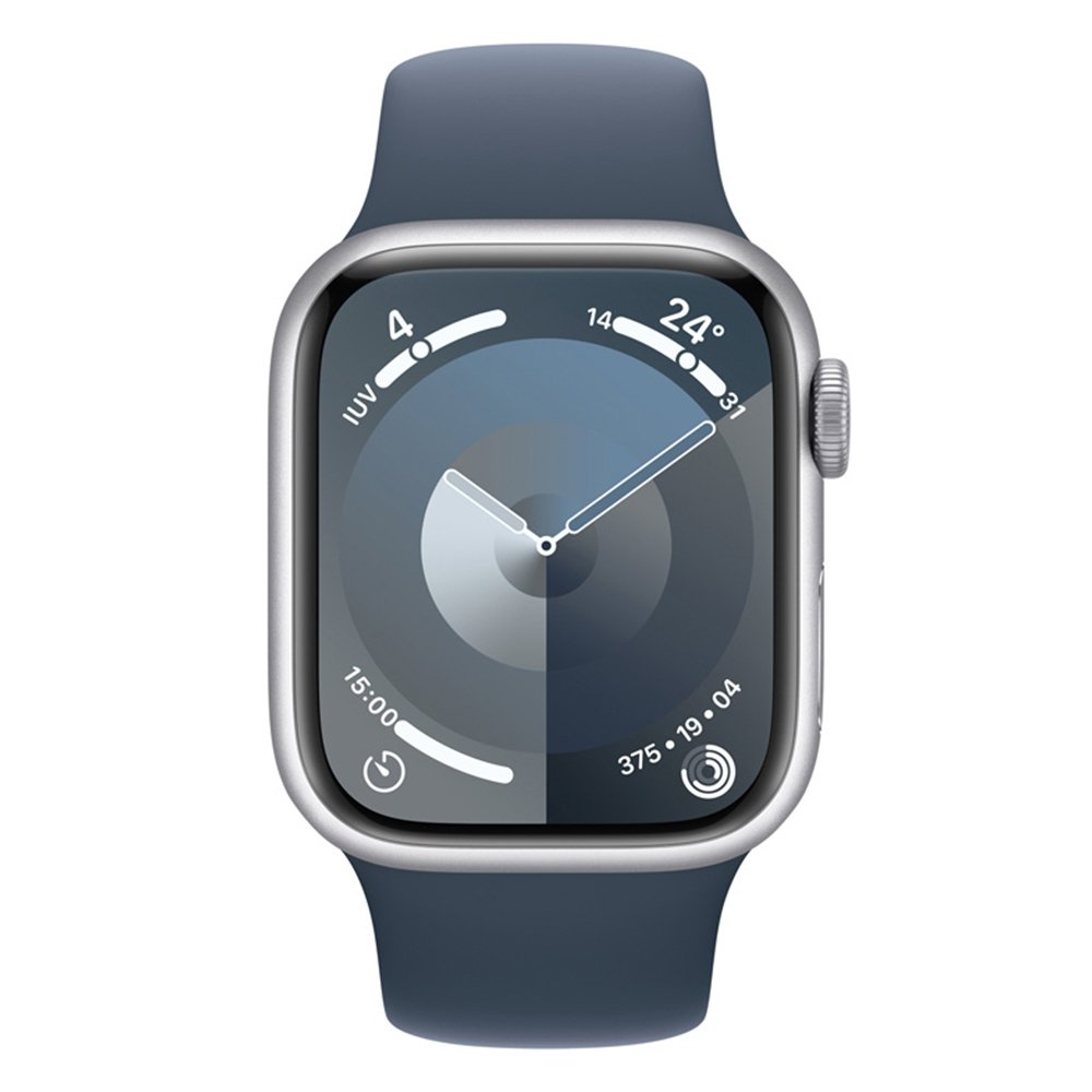 Apple Watch Series 9 41mm GPS Caixa Prateada de Alumínio, Pulseira Esportiva Azul-tempestade, Tamanho M/G, Neutro em Carbono - MR913BZ/A Apple Watch Series 9 41mm GPS Caixa Prateada de Alumínio, Pulseira Esportiva Azul-tempestade, Tamanho M/G, Neutro em Carbono - MR913BZ/A
