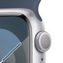 Apple Watch Series 9 41mm GPS Caixa Prateada de Alumínio, Pulseira Esportiva Azul-tempestade, Tamanho M/G, Neutro em Carbono - MR913BZ/A