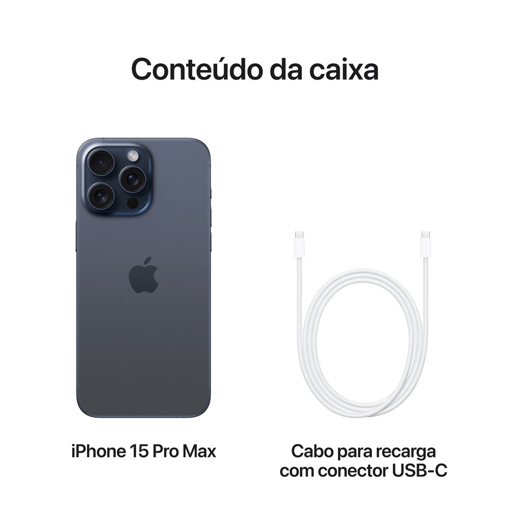 Imagem 9 de 10 do produto iPhone 15 Pro Max Apple 512GB, Câmera Tripla 12MP, Tela 6.7", Azul Titânio