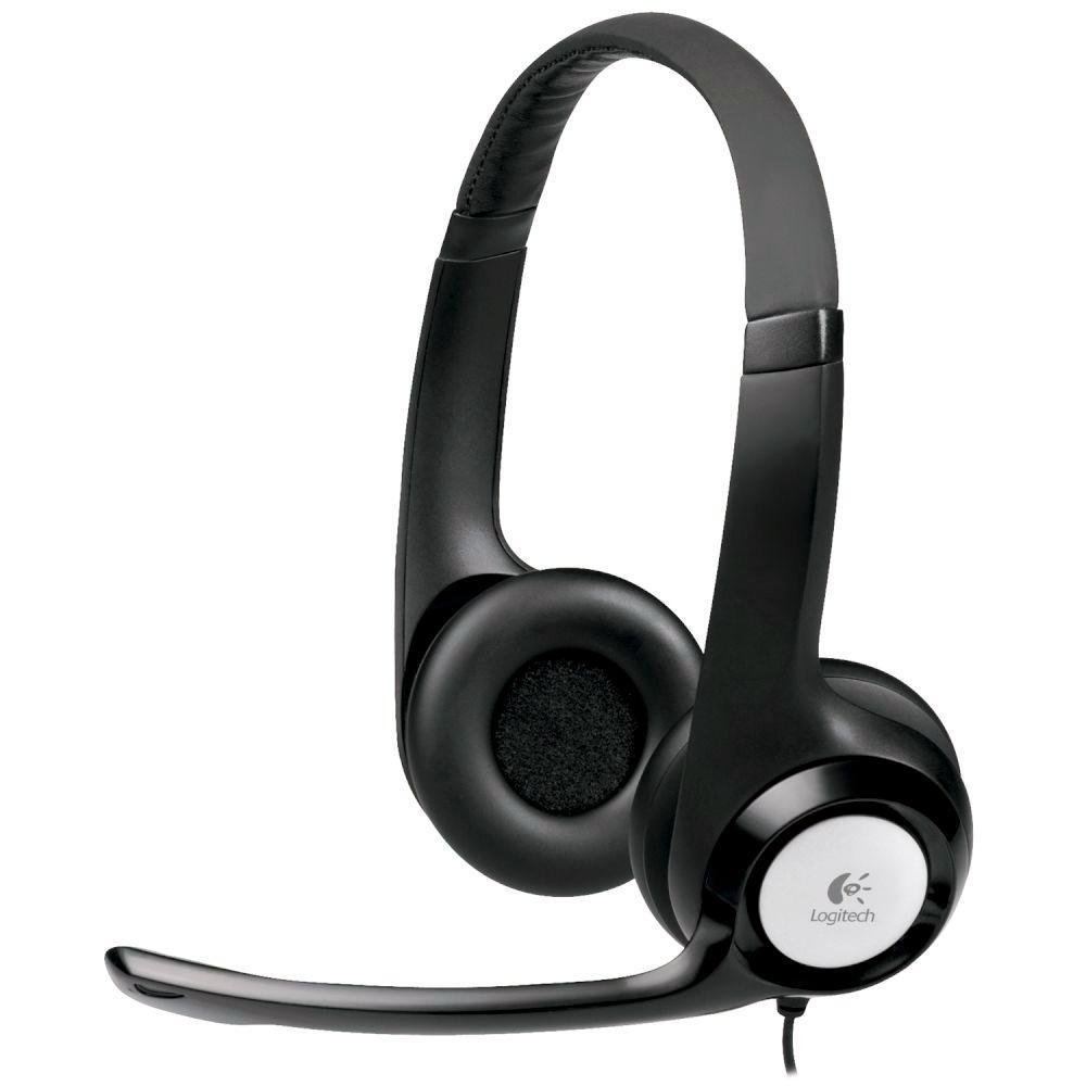 Imagem 2 de 5 do produto Headset Logitech H390 Áudio Digital em Couro USB Preto e Prata - 981-000014