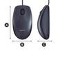 Mouse com fio USB Logitech M90 com Design Ambidestro e Facilidade Plug and Play - 910-004053