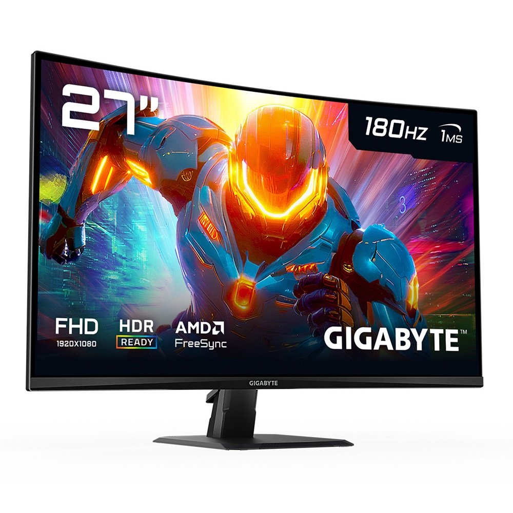 Monitor Gamer Curvo Gigabyte 27", Full HD, 180Hz, 1ms, FreeSync Premium, HDR Ready, Preto - GS27FC-SA - view 2