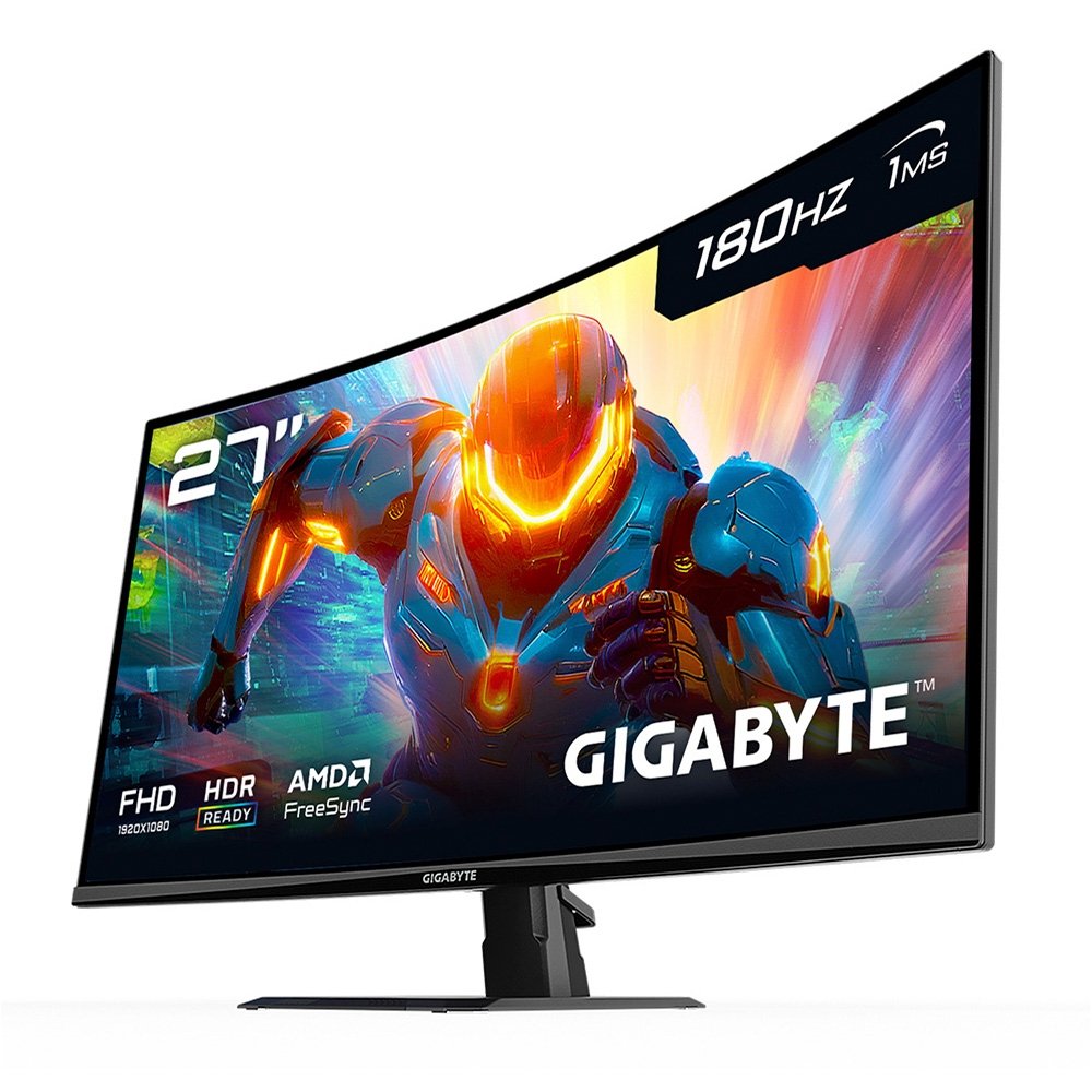 Monitor Gamer Curvo Gigabyte 27", Full HD, 180Hz, 1ms, FreeSync Premium, HDR Ready, Preto - GS27FC-SA - view 3