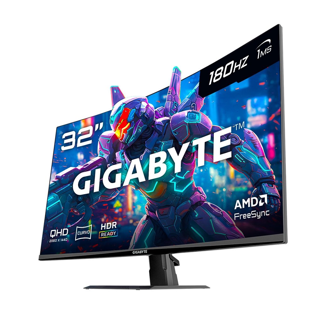 Imagem 3 de 6 do produto Monitor Gamer Curvo Gigabyte 31,5", QHD, 170Hz, 1ms, VA, FreeSync Premium, HDR Ready, Preto - GS32QC-SA