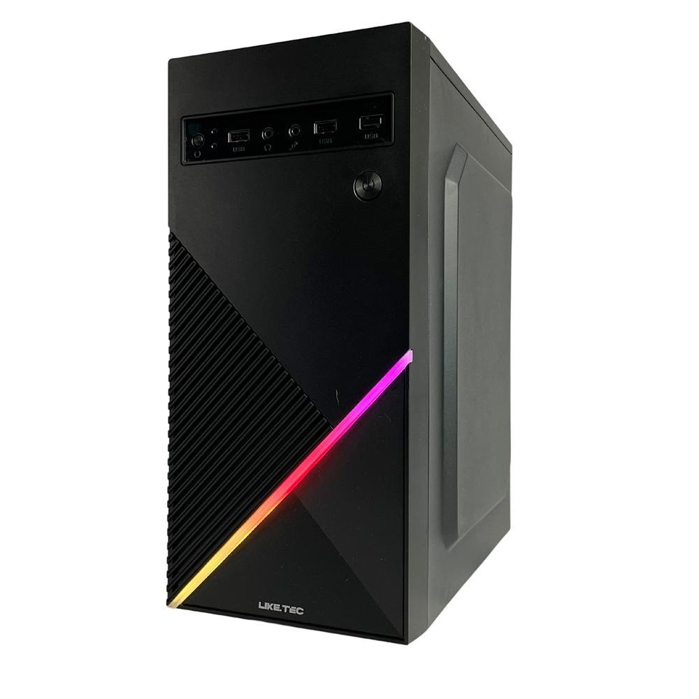 Imagem 4 de 10 do produto Gabinete Gamer Liketec Basic One V2, Mid Tower, RGB, LED, ATX, Lateral em Acrílico, Sem FANs, Preto - LC-MT-ONEV2-2057