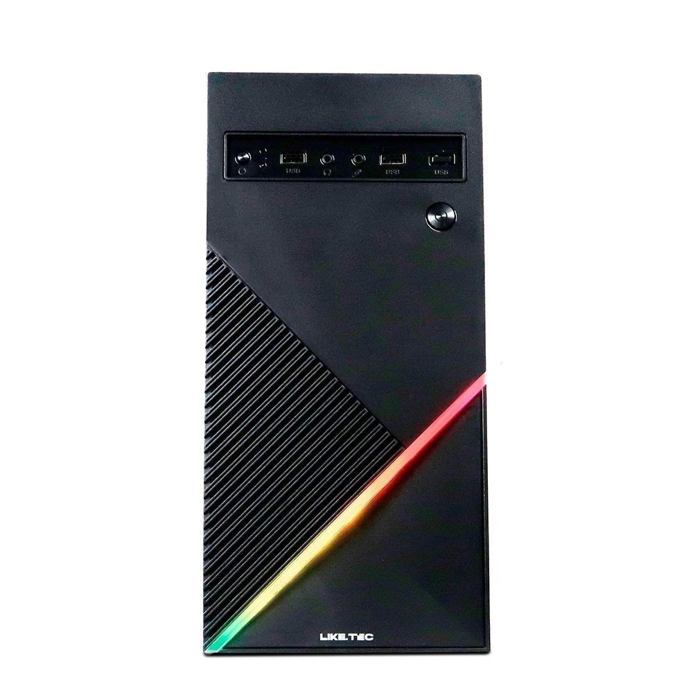 Imagem 5 de 10 do produto Gabinete Gamer Liketec Basic One V2, Mid Tower, RGB, LED, ATX, Lateral em Acrílico, Sem FANs, Preto - LC-MT-ONEV2-2057