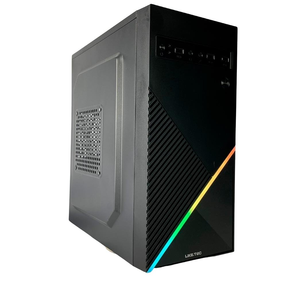 Imagem 6 de 10 do produto Gabinete Gamer Liketec Basic One V2, Mid Tower, RGB, LED, ATX, Lateral em Acrílico, Sem FANs, Preto - LC-MT-ONEV2-2057
