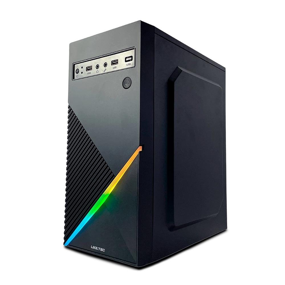Imagem 7 de 10 do produto Gabinete Gamer Liketec Basic One V2, Mid Tower, RGB, LED, ATX, Lateral em Acrílico, Sem FANs, Preto - LC-MT-ONEV2-2057