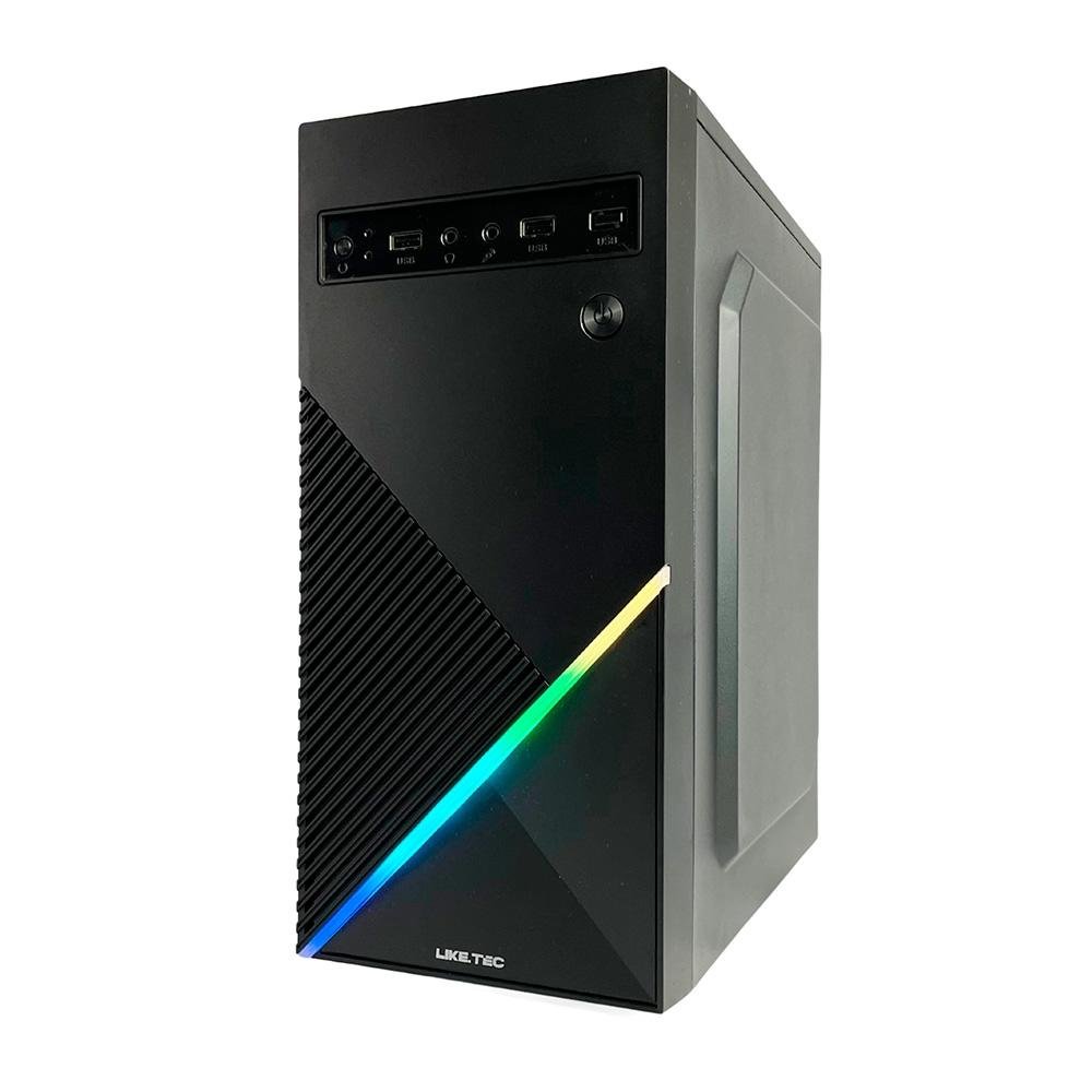 Imagem 9 de 10 do produto Gabinete Gamer Liketec Basic One V2, Mid Tower, RGB, LED, ATX, Lateral em Acrílico, Sem FANs, Preto - LC-MT-ONEV2-2057