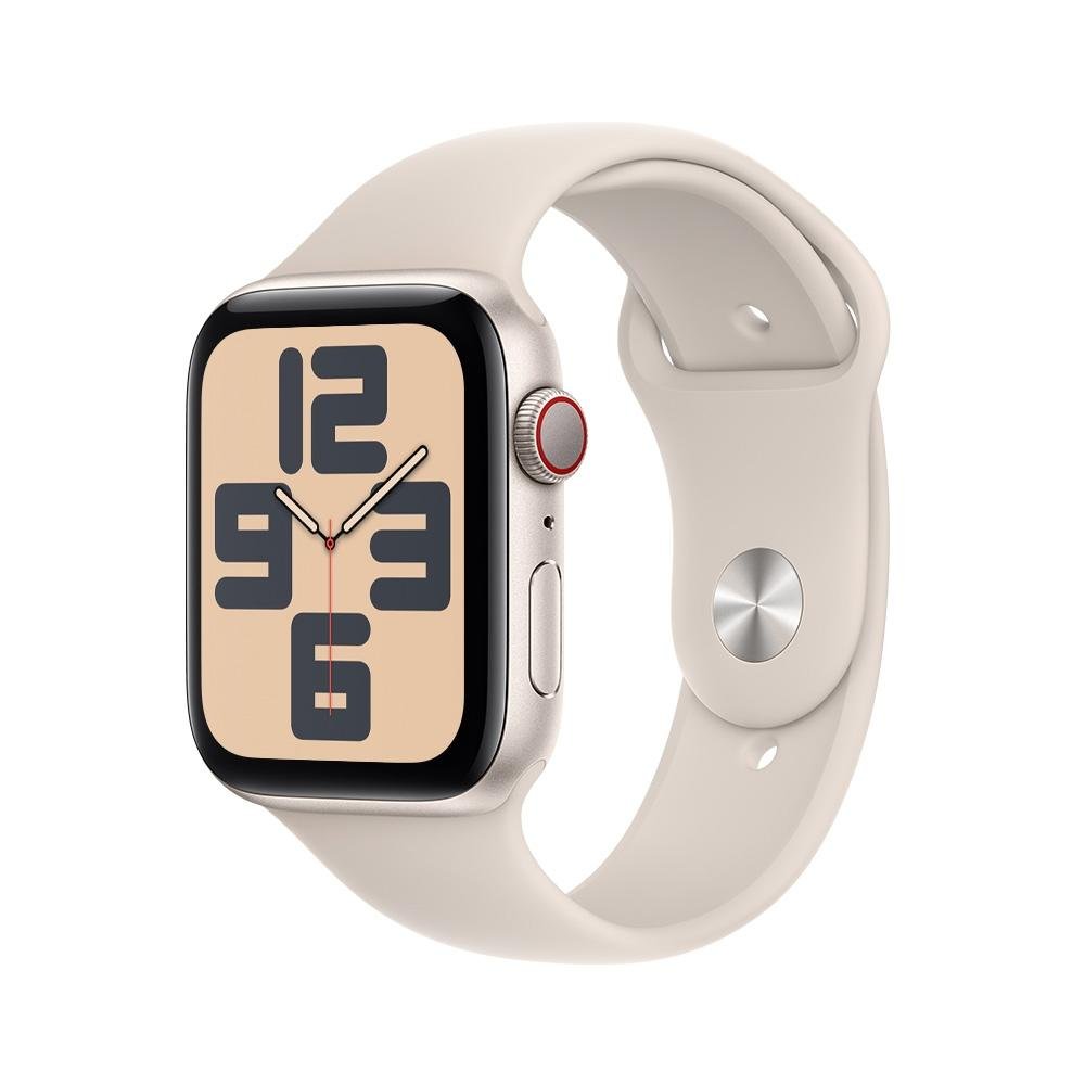 Apple Watch SE GPS + Cellular, Caixa Estelar de Alumínio de 44mm, Pulseira Esportiva Estelar, Tamanho M/G, Neutro em Carbono - MRGX3BZ/A Apple Watch SE GPS + Cellular, Caixa Estelar de Alumínio de 44mm, Pulseira Esportiva Estelar, Tamanho M/G, Neutro em Carbono - MRGX3BZ/A