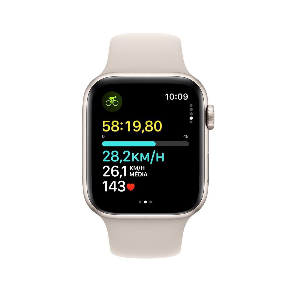 Apple Watch SE GPS + Cellular, Caixa Estelar de Alumínio de 44mm, Pulseira Esportiva Estelar, Tamanho M/G, Neutro em Carbono - MRGX3BZ/A Apple Watch SE GPS + Cellular, Caixa Estelar de Alumínio de 44mm, Pulseira Esportiva Estelar, Tamanho M/G, Neutro em Carbono - MRGX3BZ/A