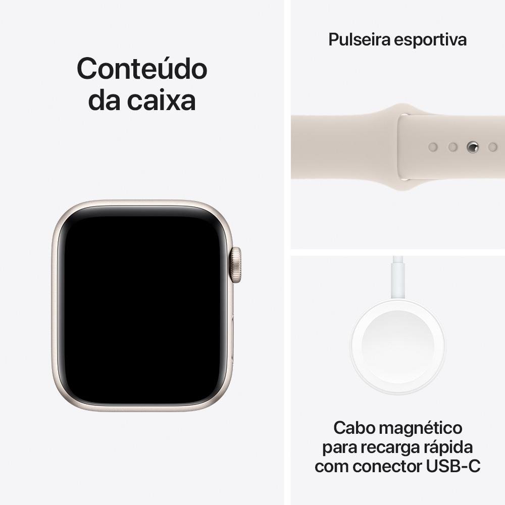Imagem 8 de 8 do produto Apple Watch SE GPS + Cellular, Caixa Estelar de Alumínio de 44mm, Pulseira Esportiva Estelar, Tamanho M/G, Neutro em Carbono - MRGX3BZ/A