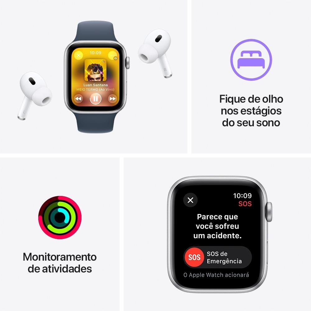 Apple Watch SE GPS + Cellular, Caixa Estelar de Alumínio de 44mm, Pulseira Esportiva Estelar, Tamanho M/G, Neutro em Carbono - MRGX3BZ/A Apple Watch SE GPS + Cellular, Caixa Estelar de Alumínio de 44mm, Pulseira Esportiva Estelar, Tamanho M/G, Neutro em Carbono - MRGX3BZ/A