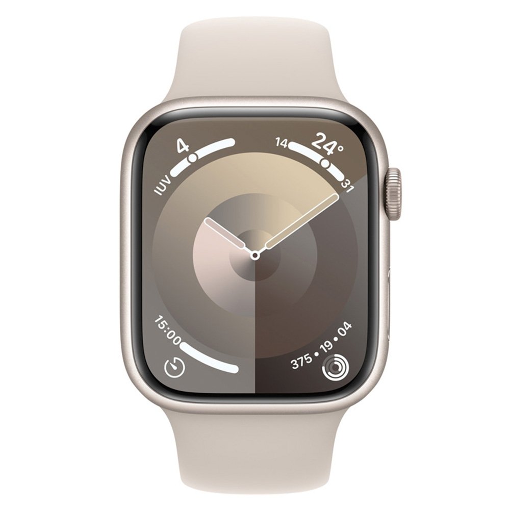 Imagem 2 de 11 do produto Apple Watch Series 9 45mm GPS + Cellular Caixa Estelar de Alumínio, Pulseira Esportiva Estelar, Tamanho P/M, Neutro em Carbono - MRM83BZ/A