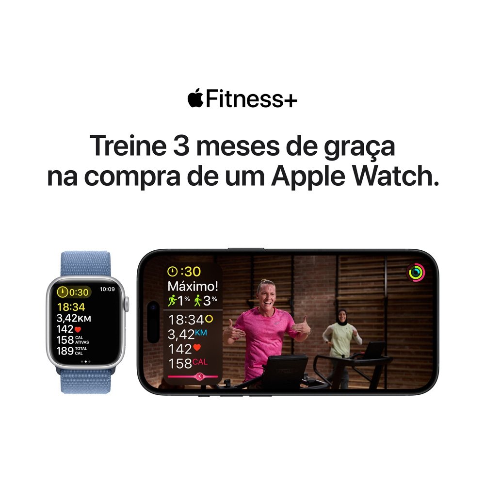 Imagem 11 de 11 do produto Apple Watch Series 9 45mm GPS + Cellular Caixa Estelar de Alumínio, Pulseira Esportiva Estelar, Tamanho P/M, Neutro em Carbono - MRM83BZ/A